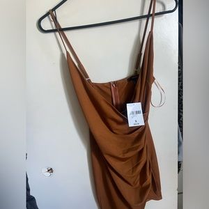 asymmetrical burnt orange dress